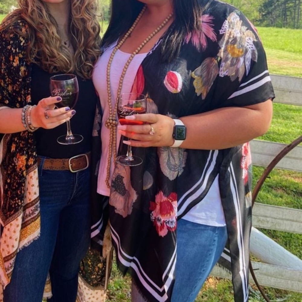 Black floral kimono